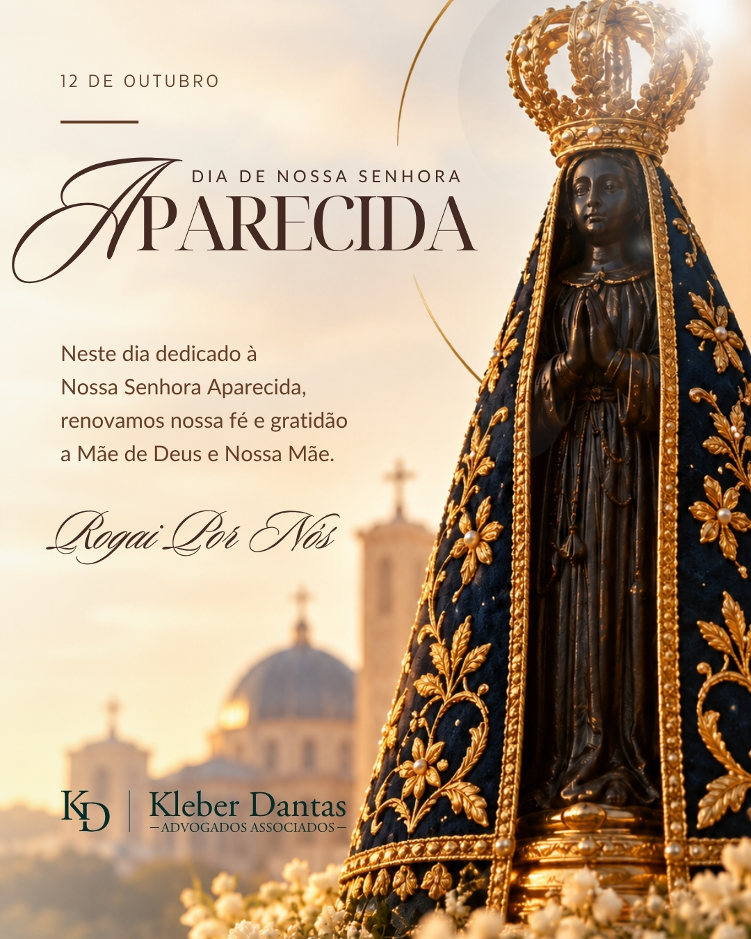 Neste dia dedicado à Nossa Senhora Aparecida, renovamos nossa fé e gratidão a Mãe de Deus e Nossa Mãe.

Que a Padroeira do Brasil abençoe nossas famílias, principalmente as criança